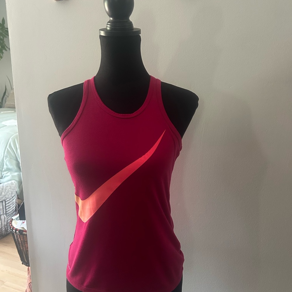 Nike Kids Tank Top - Pink with Orange Swoosh